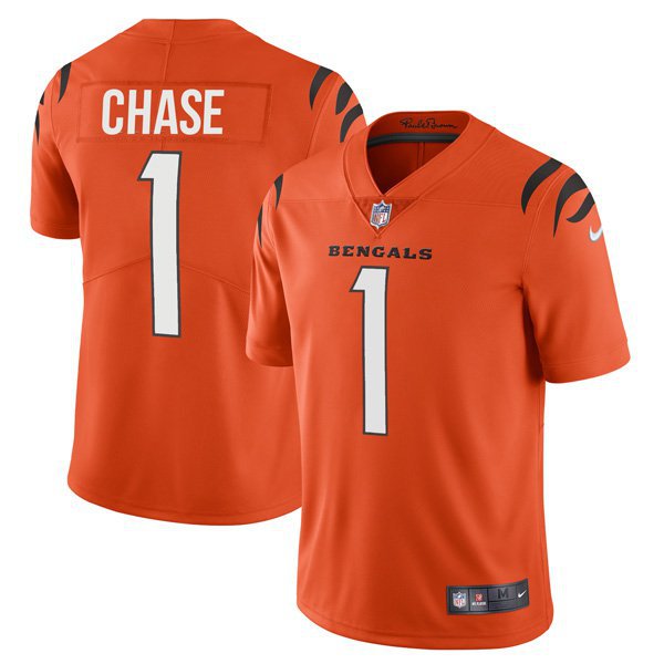 Cincinnati Bengals #1 Ja'Marr Chase Orange Youth Alternate Vapor Limited Jersey
