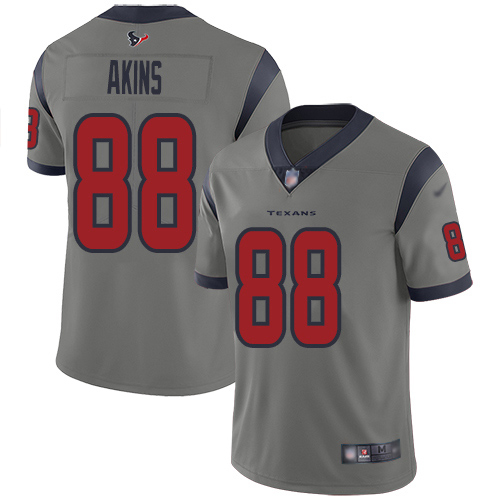 Houston Texans #88 Jordan Akins Gray Men's Stitched Limited Inverted Legend Jersey Men's