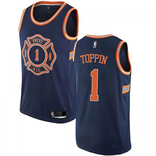 New York Knicks #1 Obi Toppin Navy Womens Swingman City Edition Jersey Womens