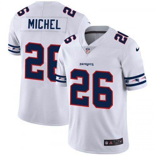 New England New England Patriots #26 Sony Michel White Team Logo Vapor Limited Jersey Men's