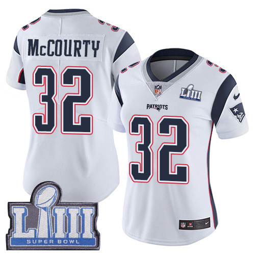 Patriots #32 Devin McCourty White Super Bowl LIII Bound Women's Stitched Vapor Untouchable Limited Jersey