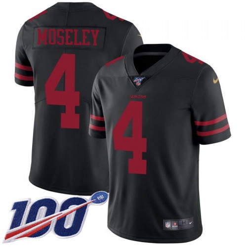 San Francisco 49ers #4 Emmanuel Moseley Black Alternate Men's Stitched 100th Season Vapor Limited Jersey Men's