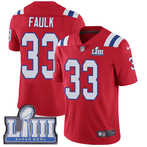 New England Patriots #33 Kevin Faulk Red Alternate Super Bowl LIII Bound Men's Stitched Vapor Untouchable Limited Jersey Men's