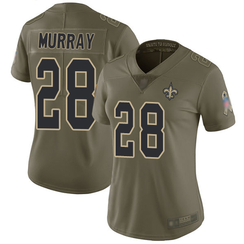 New Orleans Saints #28 Latavius Murray Olive Women's Stitched Limited 2017 Salute to Service Jersey Womens