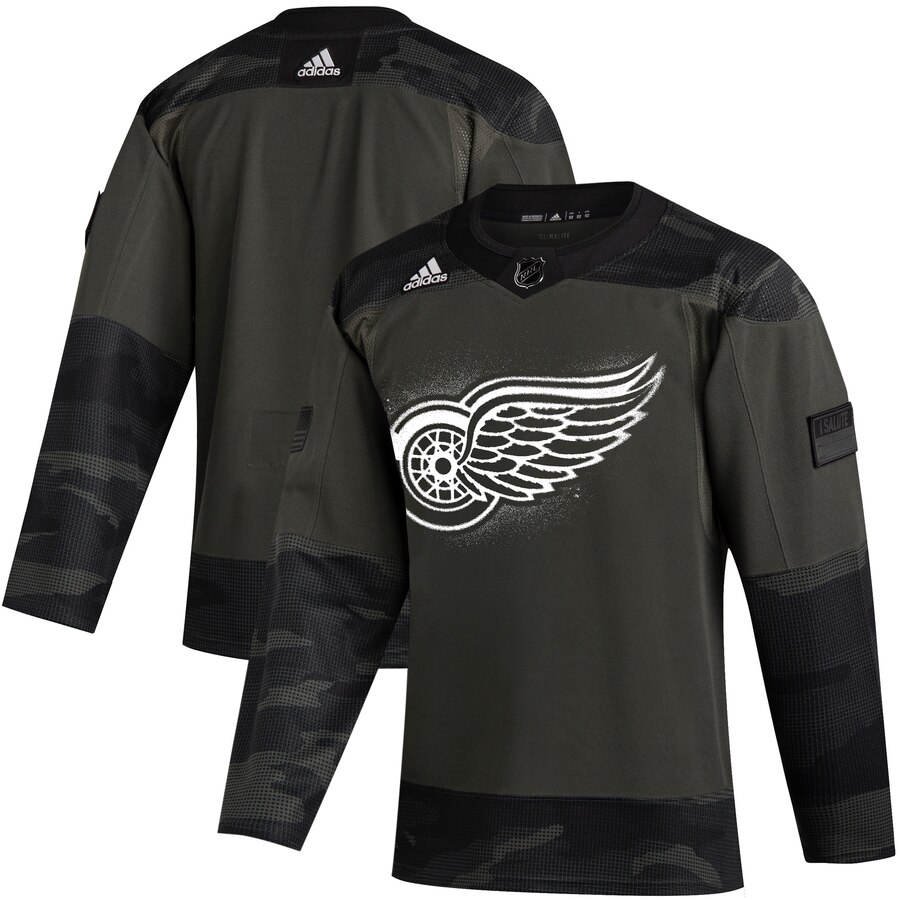 Detroit Red Wings Adidas 2019 Veterans Day Authentic Practice Jersey Camo