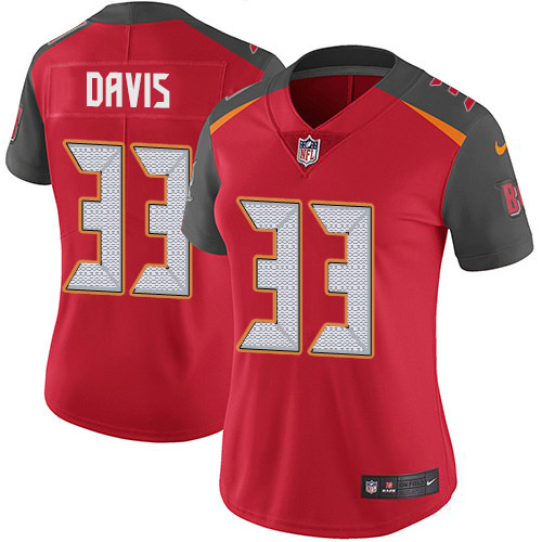 Tampa Bay Buccaneers #33 Carlton Davis III Red Team Color Women's Stitched Vapor Untouchable Limited Jersey Womens