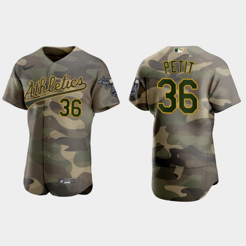 Oakland Oakland Athletics #36 Yusmeiro Petit Men's 2021 Armed Forces Day Authentic Jersey -Camo Men's