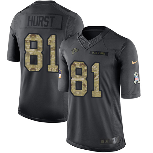Atlanta Falcons #81 Hayden Hurst Black Men's Stitched Limited 2016 Salute to Service Jersey Men's