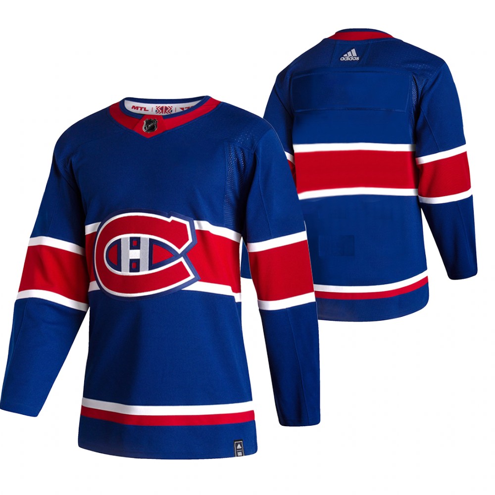 Montreal Canadiens Blank Blue Men's Adidas 2020-21 Reverse Retro Alternate Jersey