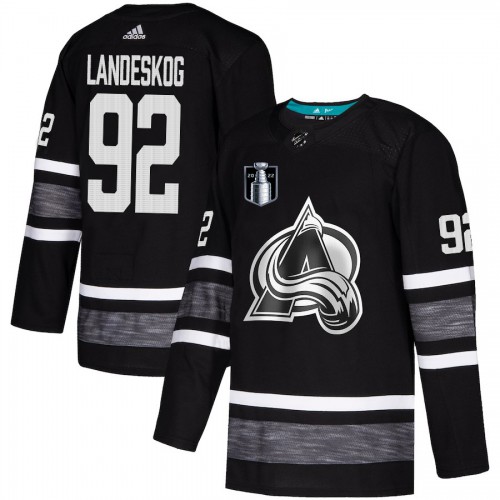 Adidas Colorado Avalanche #92 Gabriel Landeskog Black Authentic Youth 2022 Stanley Cup Final Patch All-Star Stitched Jersey Youth