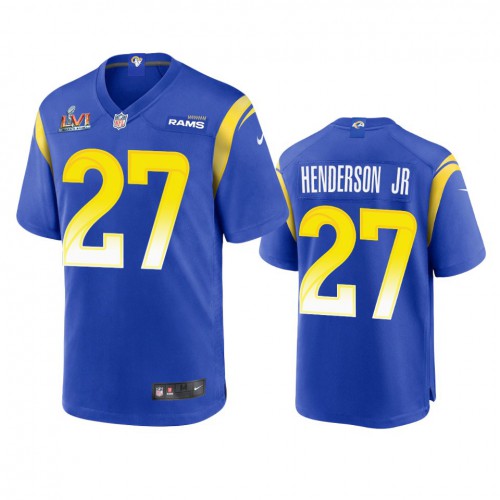 Los Angeles Los Angeles Rams #27 Darrell Henderson Men's Super Bowl LVI Patch Game Jersey - Royal Men's
