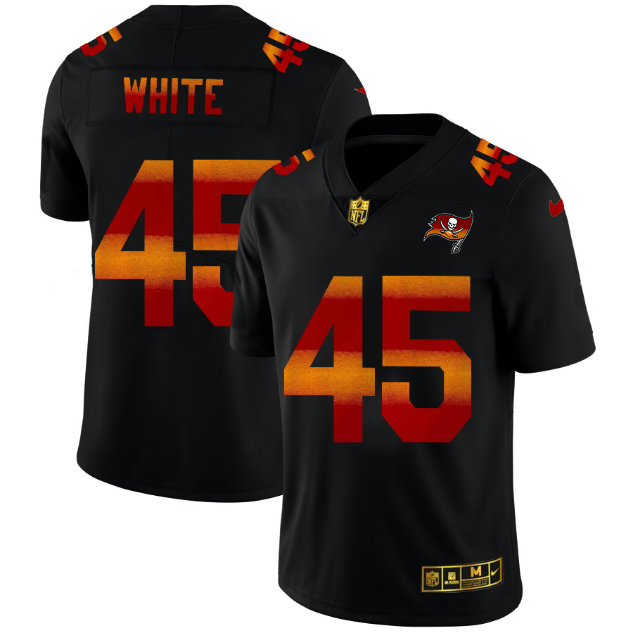 Tampa Bay Buccaneers #45 Devin White Men's Black Red Orange Stripe Vapor Limited Jersey