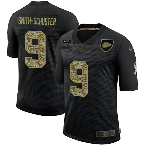 Kansas City Chiefs #9 JuJu Smith-Schuster Men's 2020 Salute To Service Camo Limited Jersey Black