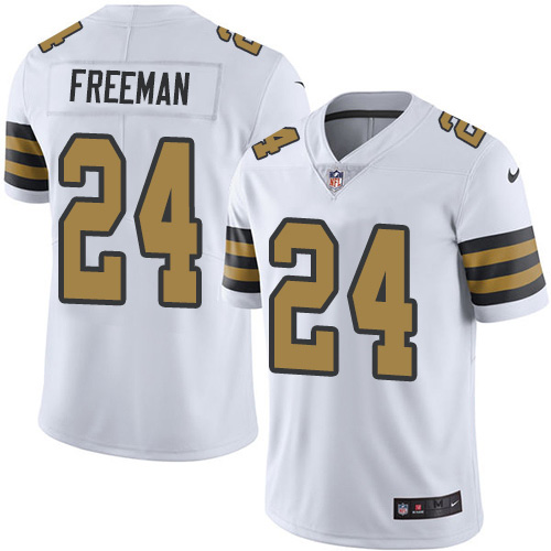 New Orleans Saints #24 Devonta Freeman White Youth Stitched Limited Rush Jersey Youth