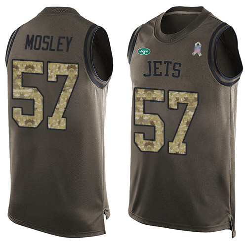 Jets #57 C.J. Mosley Martin Green Men's Stitched Limited Salute To Service Tank Top Jersey