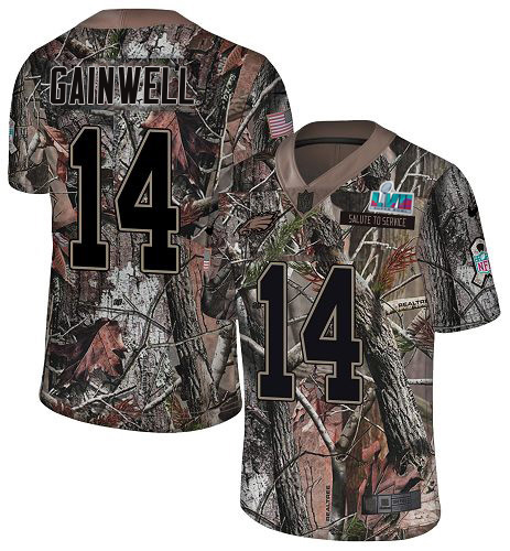 Eagles #14 Kenneth Gainwell Camo Super Bowl LVII Patch Youth Stitched Limited Rush Realtree Jersey