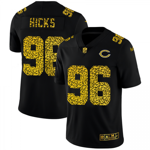 Chicago Chicago Bears #96 Akiem Hicks Men's Leopard Print Fashion Vapor Limited Jersey Black Men's