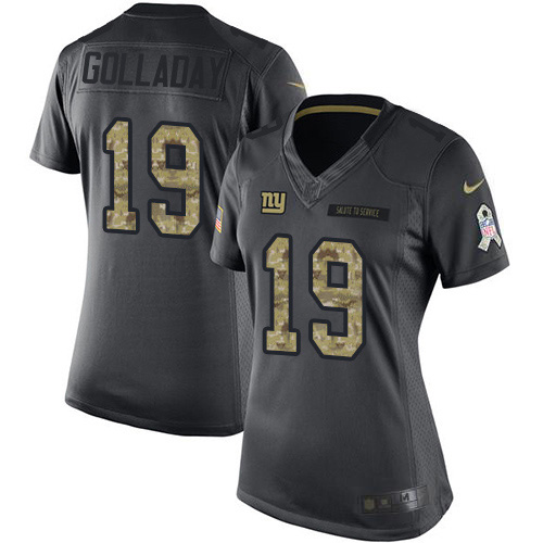 New York Giants #19 Kenny Golladay Black Women's Stitched Limited 2016 Salute to Service Jersey Womens