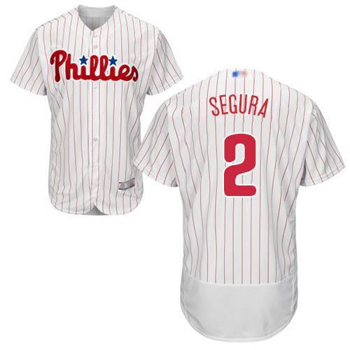Philadelphia Phillies #2 Jean Segura White(Red Strip) Flexbase Authentic Collection Stitched Jersey Men's