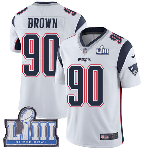 New England Patriots #90 Malcom Brown White Super Bowl LIII Bound Youth Stitched Vapor Untouchable Limited Jersey Youth