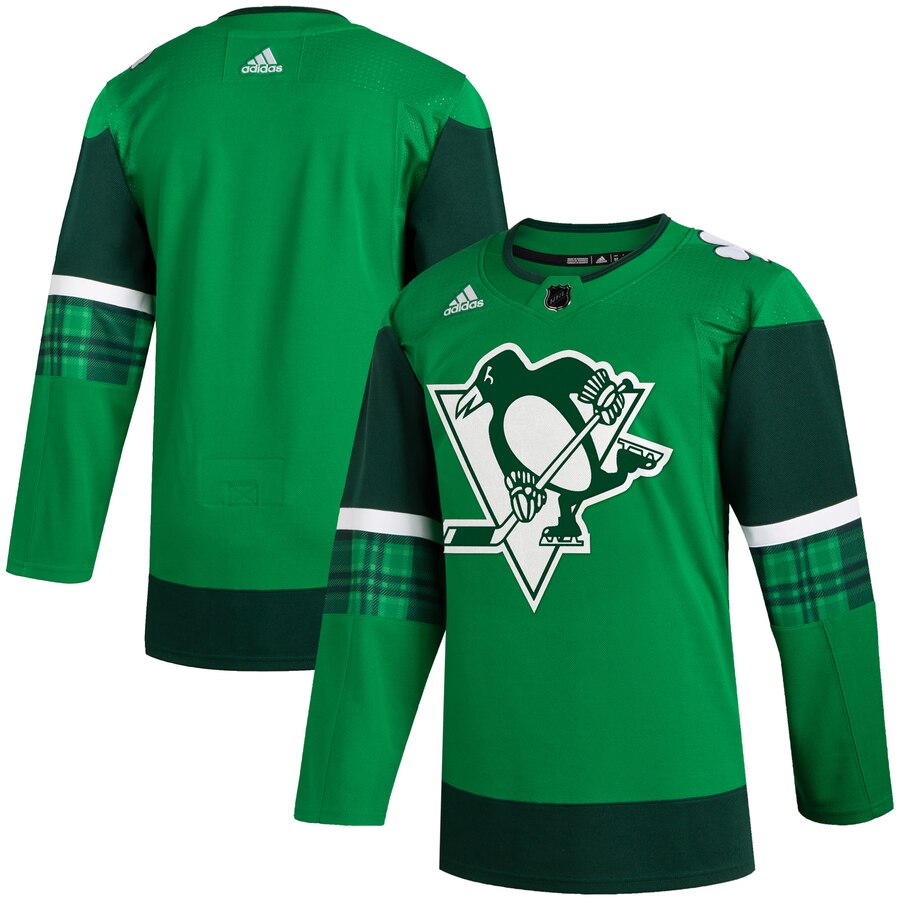 Pittsburgh Penguins Blank Men's Adidas 2020 St. Patrick's Day Stitched Jersey Green