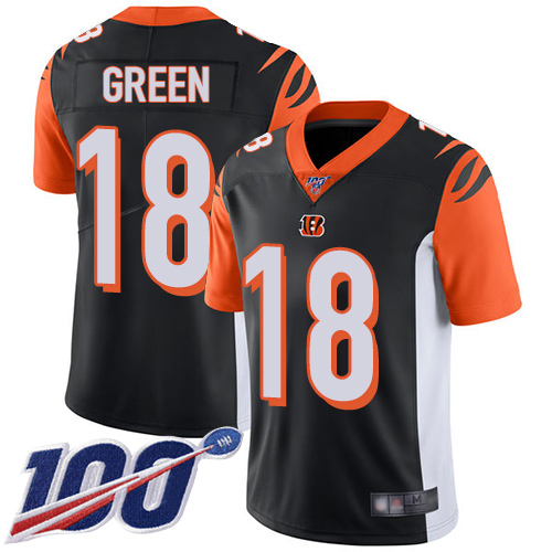 Cincinnati Bengals #18 A.J. Green Black Team Color Men's Stitched 100th Season Vapor Limited Jersey Men's