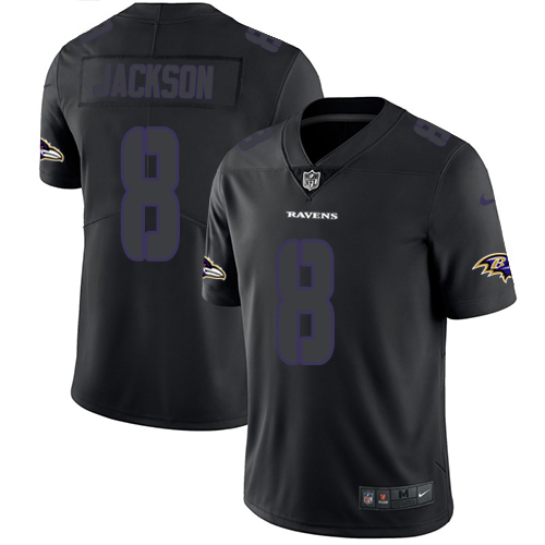 Ravens #8 Lamar Jackson Black Men's Stitched Limited Rush Impact Jersey