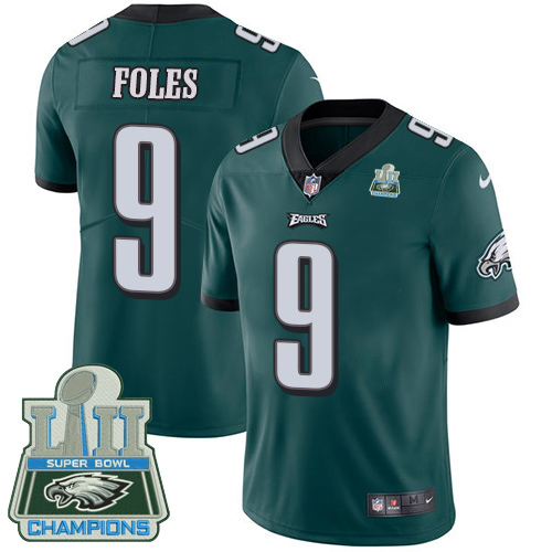 Philadelphia Eagles #9 Nick Foles Midnight Green Team Color Super Bowl LII Champions Men's Stitched Vapor Untouchable Limited Jersey Men's