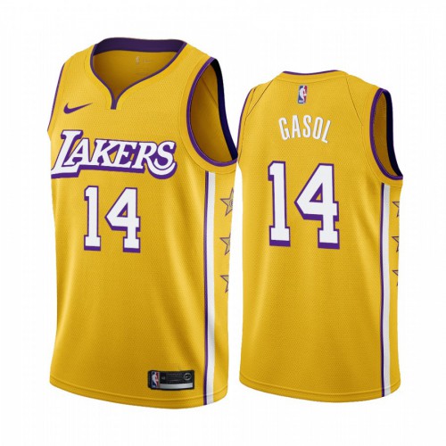 Los Angeles Lakers #14 Marc Gasol Mens Unveil 2019-20 City Edition Swingman Jersey Yellow Mens