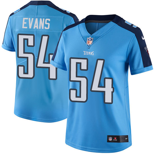 Tennessee Titans #54 Rashaan Evans Light Blue Women's Stitched Limited Rush Jersey Womens