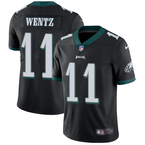 Philadelphia Eagles #11 Carson Wentz Black Alternate Youth Stitched Vapor Untouchable Limited Jersey Youth