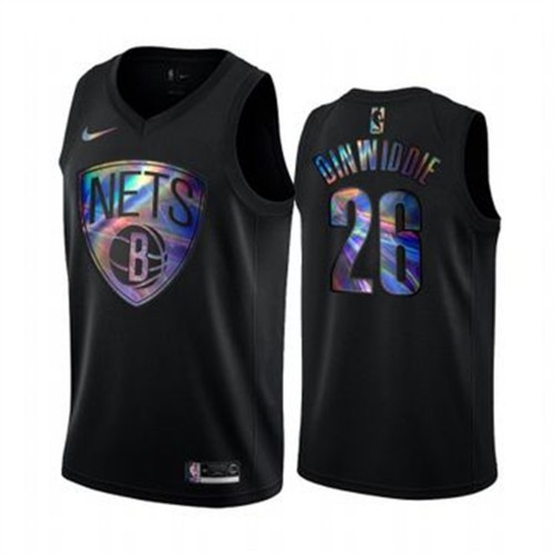 Brooklyn Nets #26 Spencer Dinwiddie Mens Iridescent Holographic Collection Jersey - Black Mens