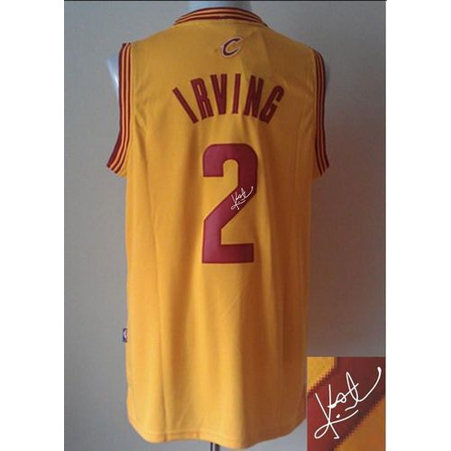 Revolution 30 Autographed Cleveland Cavaliers #2 Kyrie Irving Yellow Stitched Jersey Mens