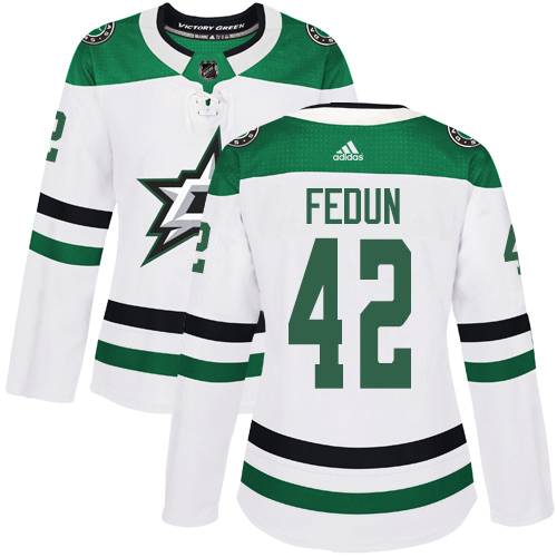 Adidas Dallas Stars #42 Taylor Fedun White Road Authentic Women's Stitched Jersey Womens