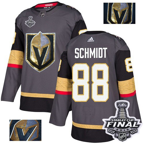 Adidas Golden Vegas Golden Knights #88 Nate Schmidt Grey Home Authentic Fashion Gold 2018 Stanley Cup Final Stitched Jersey Men's