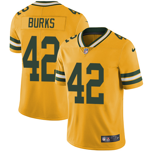 Green Bay Packers #42 Oren Burks Yellow Men's Stitched Limited Rush Jersey Men's