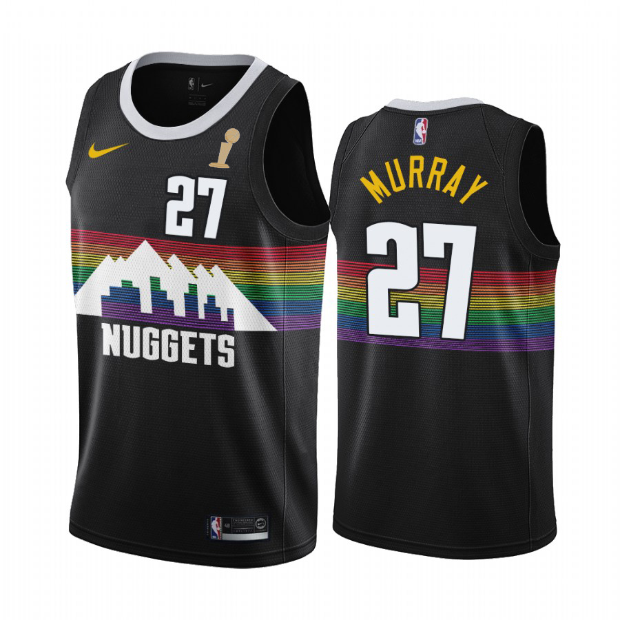 Nuggets #27 Jamal Murray Youth 2023 Finals Champions Black City Edition Jersey