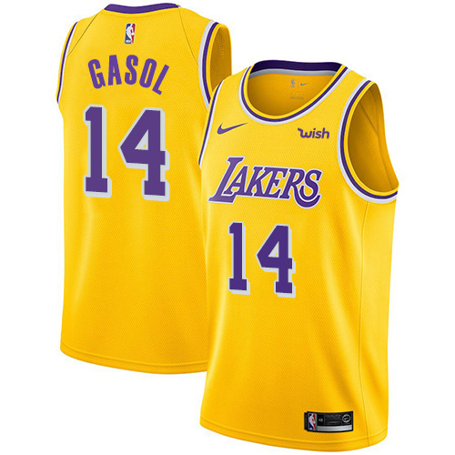 Los Angeles Lakers #14 Marc Gasol Gold Swingman Icon Edition Jersey Mens