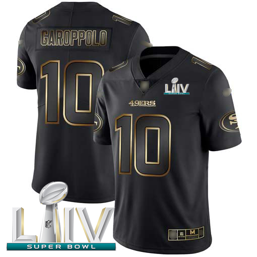 49ers #10 Jimmy Garoppolo Black/Gold Super Bowl LIV 2020 Men's Stitched Vapor Untouchable Limited Jersey