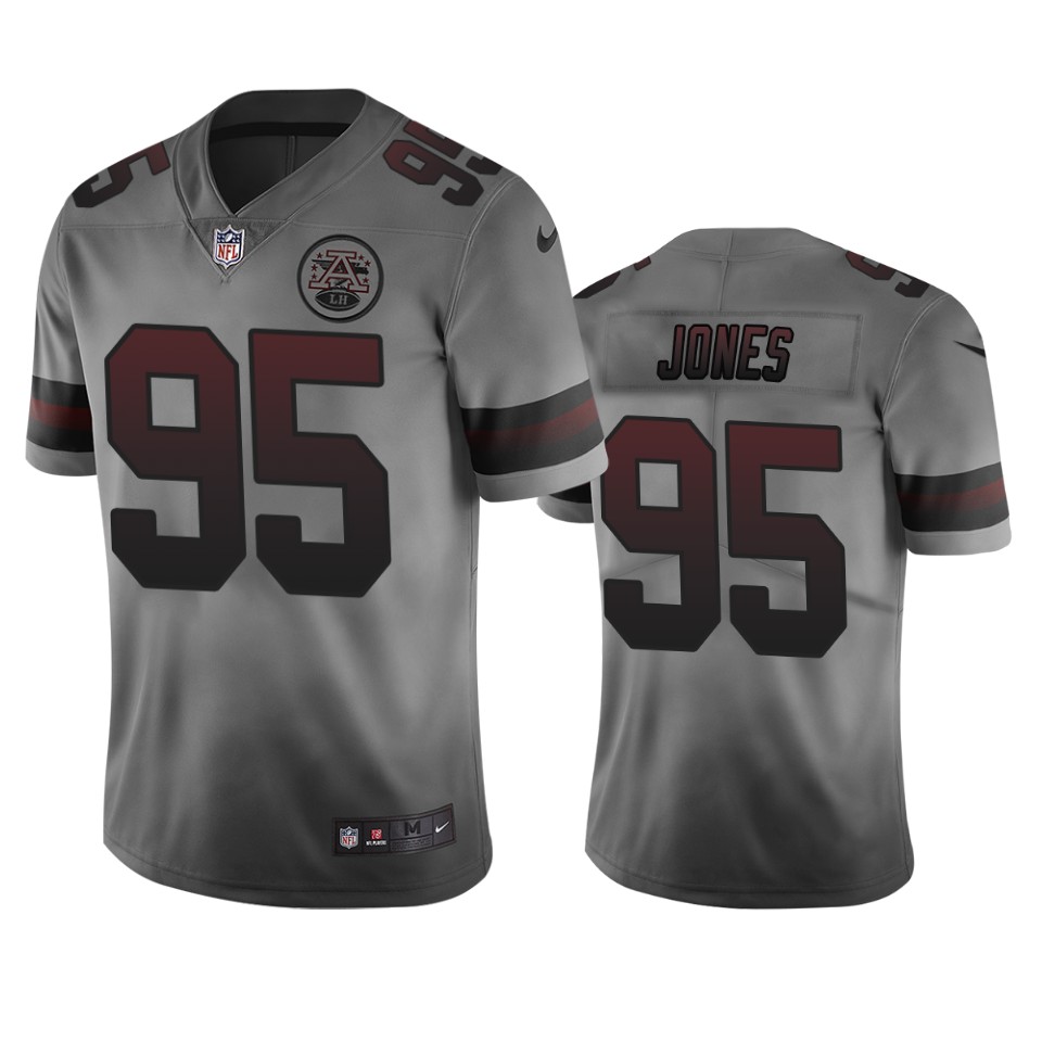 Kansas City Chiefs #95 Chris Jones Smoky Men's Vapor Limited City Edition Jersey