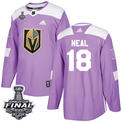 Adidas Golden Vegas Golden Knights #18 James Neal Purple Authentic Fights Cancer 2018 Stanley Cup Final Stitched Youth Jersey Youth