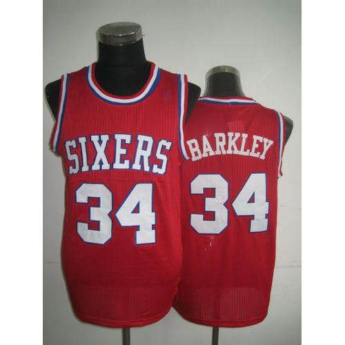 Philadelphia 76ers #34 Charles Barkley Red Throwback Stitched Jersey Mens