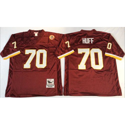 Mitchell And Ness Washington Commanders #70 Sam Huff Red Throwback Stitched Jersey Men's