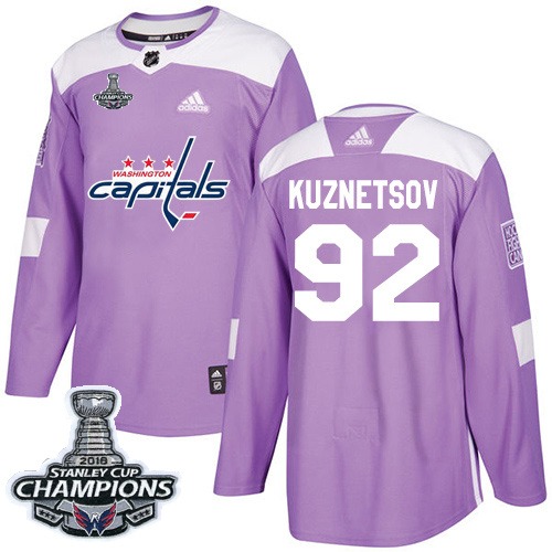 Adidas Washington Capitals #92 Evgeny Kuznetsov Purple Authentic Fights Cancer Stanley Cup Final Champions Stitched Youth Jersey Youth