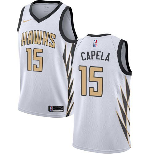 Atlanta Hawks #15 Clint Capela White Swingman City Edition 2018/19 Jersey Mens