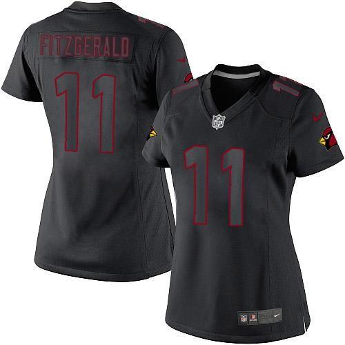 Cardinals #11 Larry Fitzgerald Black Impact Women's Stitched Limited Jersey