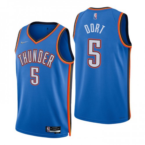 Oklahoma City Thunder #5 Luguentz Dort Blue Mens 2021-22 75th Anniversary Diamond Swingman Jersey - Icon Edition Mens