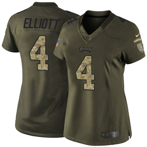 Philadelphia Eagles #4 Jake Elliott Green Women's Stitched Limited 2015 Salute to Service Jersey Womens