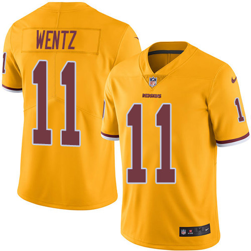 Washington Commanders #11 Carson Wentz Gold Men's Stitched Limited Rush Jersey Men's