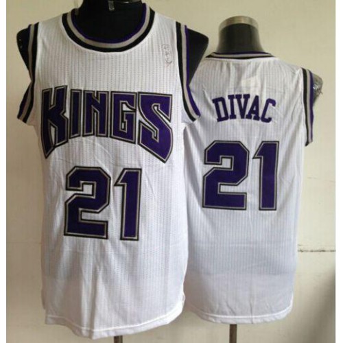 Sacramento Kings #21 Vlade Divac White Throwback Stitched Jersey Mens